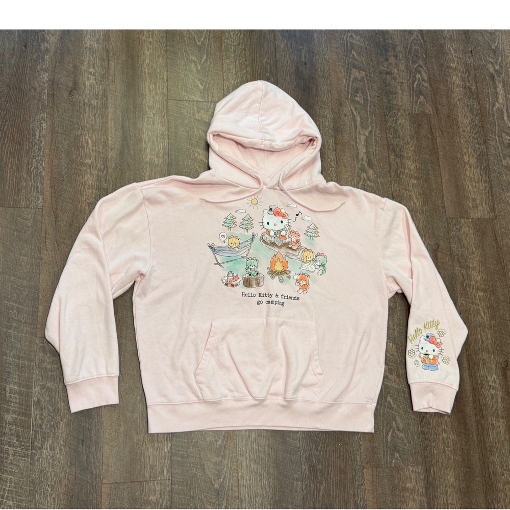 Sanrio Hello Kitty and Friends Go Camping Pink Graphic Hoodie Sweatshirt